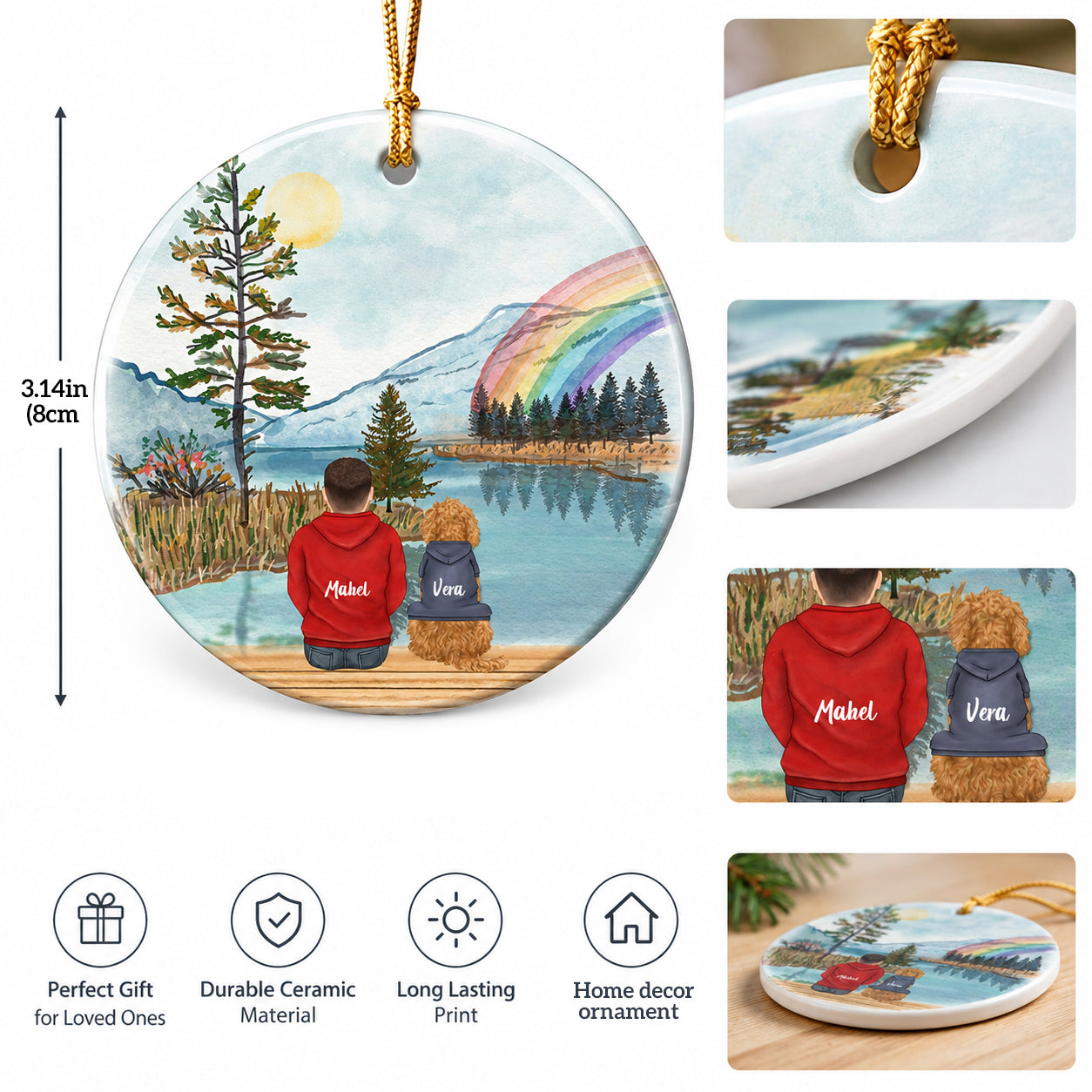 Personalized Christmas Ornament for Dog Lovers - Custom Pet and Owner Memorial Gift