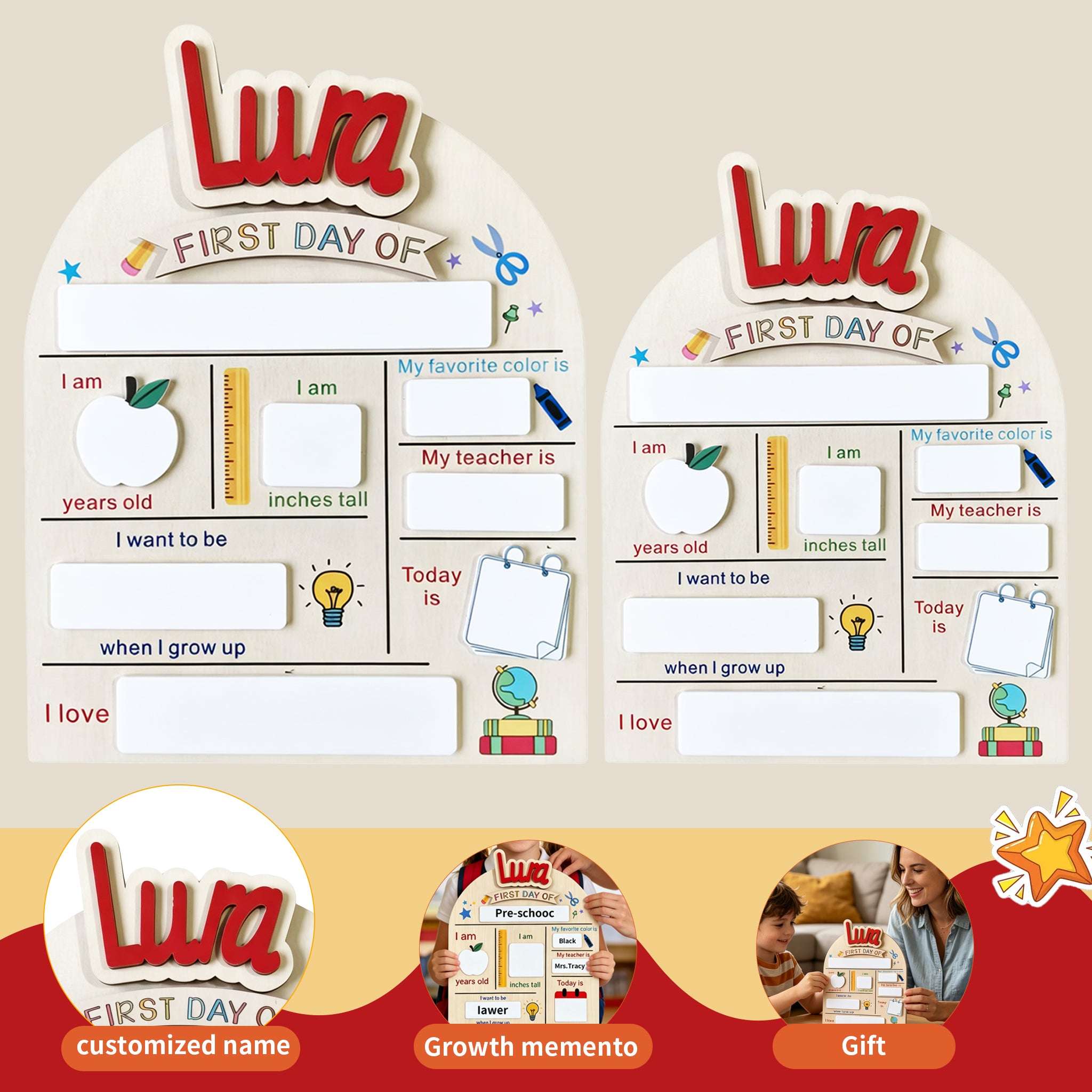 Back to School-personalized name Wooden Chalkboard For Kids