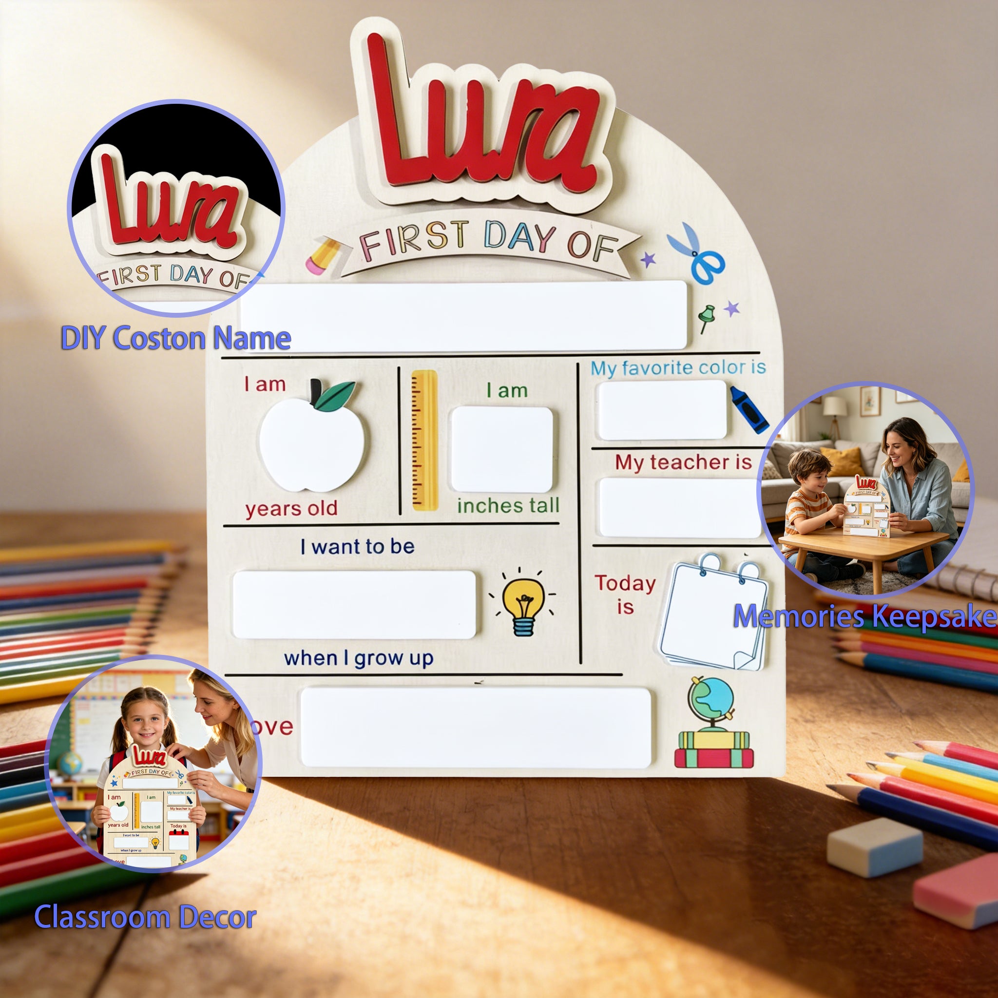Back to School-personalized name Wooden Chalkboard For Kids