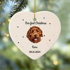 Our First Christmas Together-Personalized Pet Photo Ceramic Ornament for Dog Cat Lovers