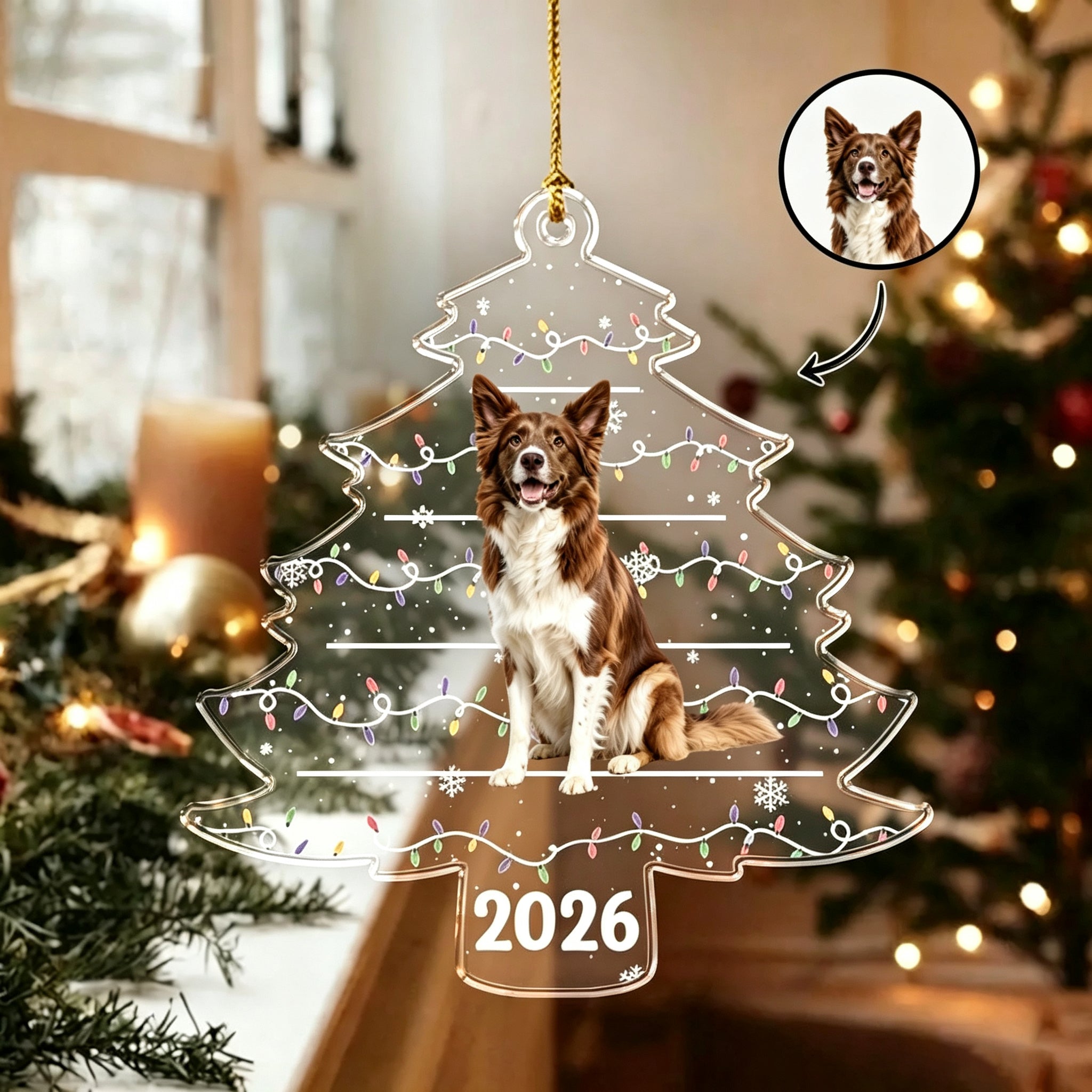 Personalized Pet Photo Christmas Tree Ornament For Dog Cat Pet Lovers