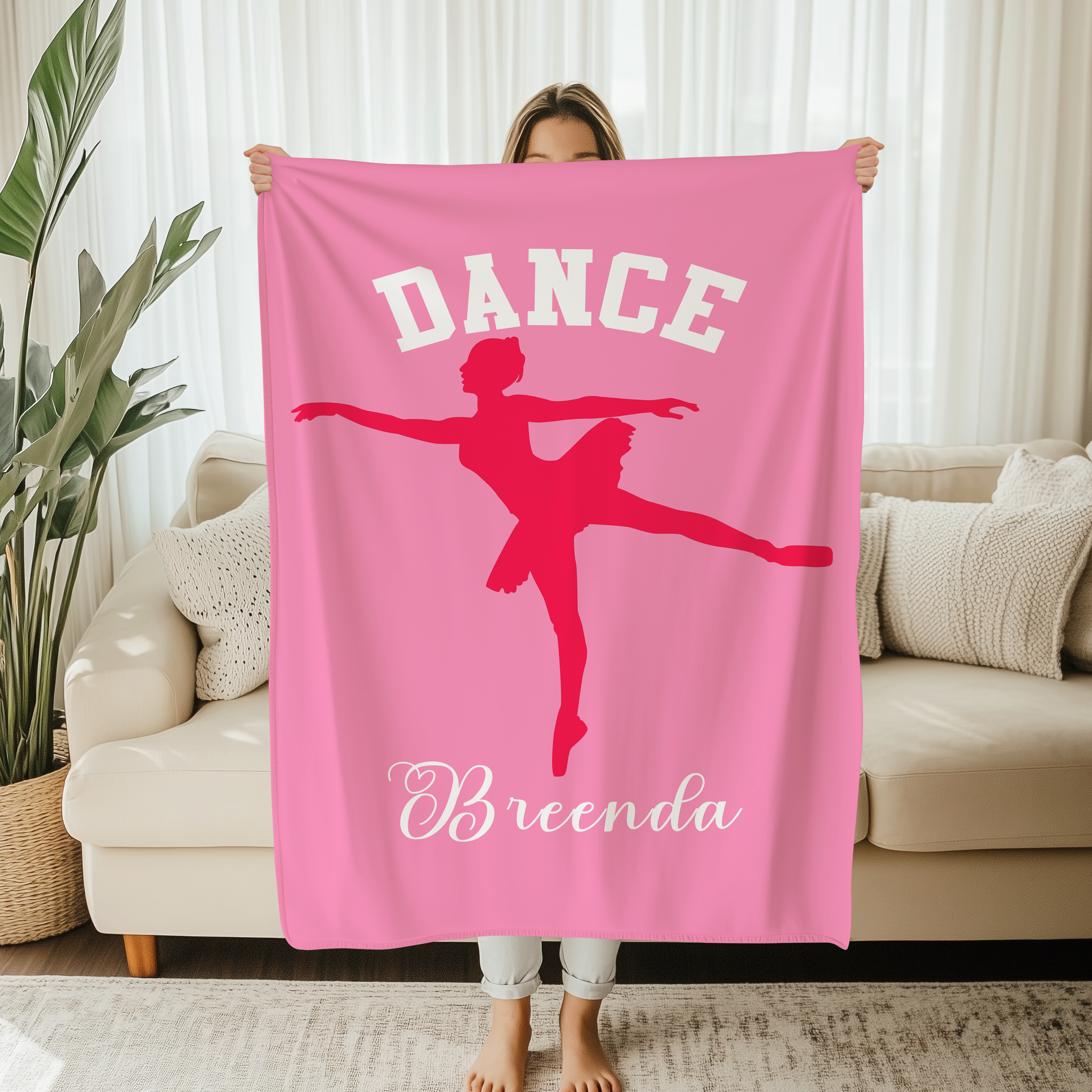 Personalized Multicolor Ballet Dancing  Soft Throw Blanket with Name and Text Home Decor Birthday Gift for Dancers