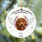 You Left Paw Prints On Our Hearts Dog Ornament For Memorieal