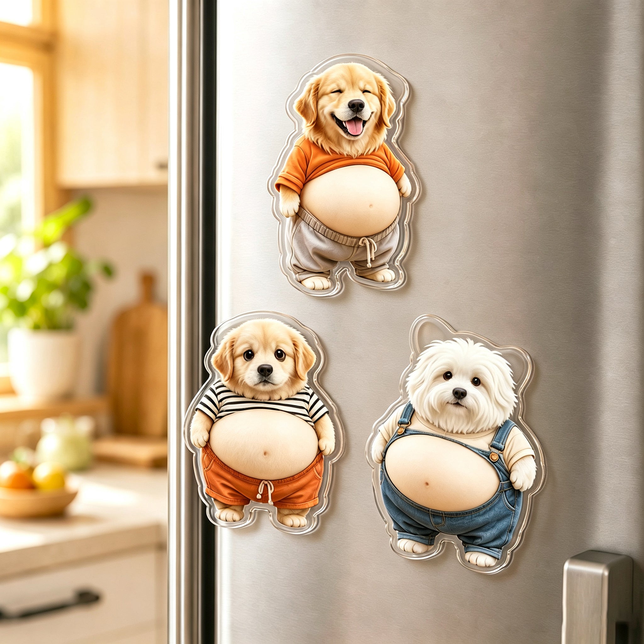 Custom Pet Cartoon Acrylic Fridge Magnet, Personalized Dog Photo Magnet,Funny Pet Portrait Keepsake Gift For Dog Mom And Dog Dad