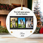 You Left Paw Prints On My Heart-Personalized Ceramic Christmas Ornament for Dog Lovers