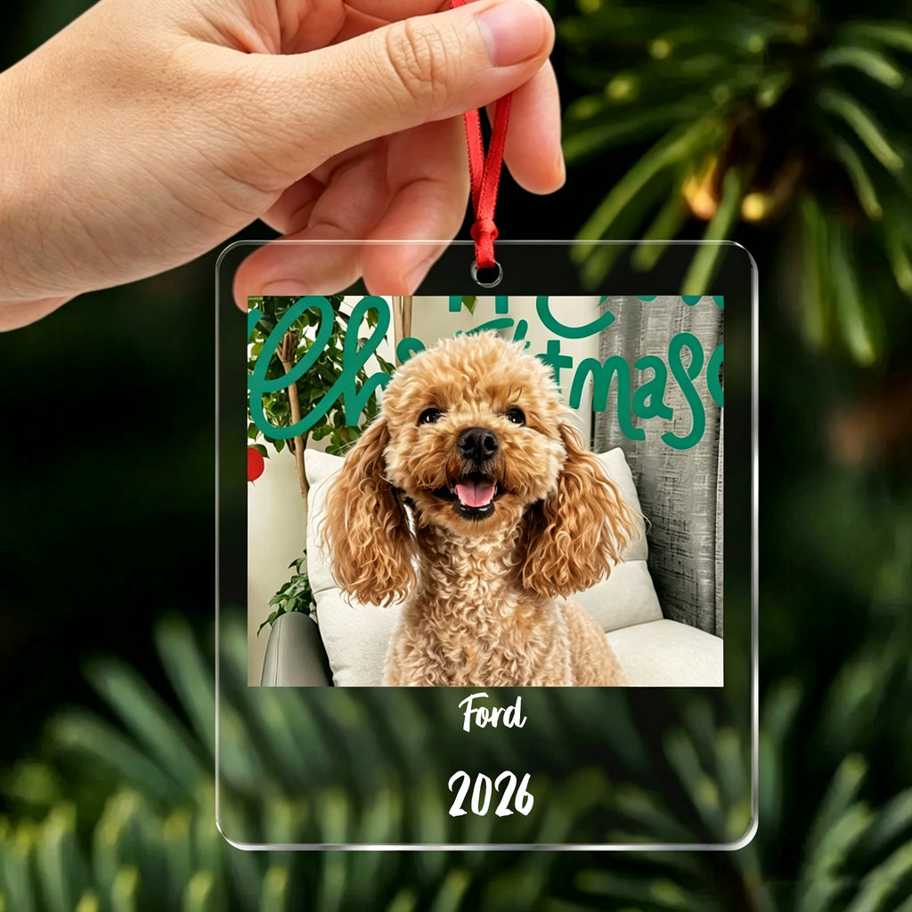 Keep Their Christmas Smile Forever,Personalized Pet Photo Christmas Ornament Gift For Dog Cat Mom,Dad,Pet Lover