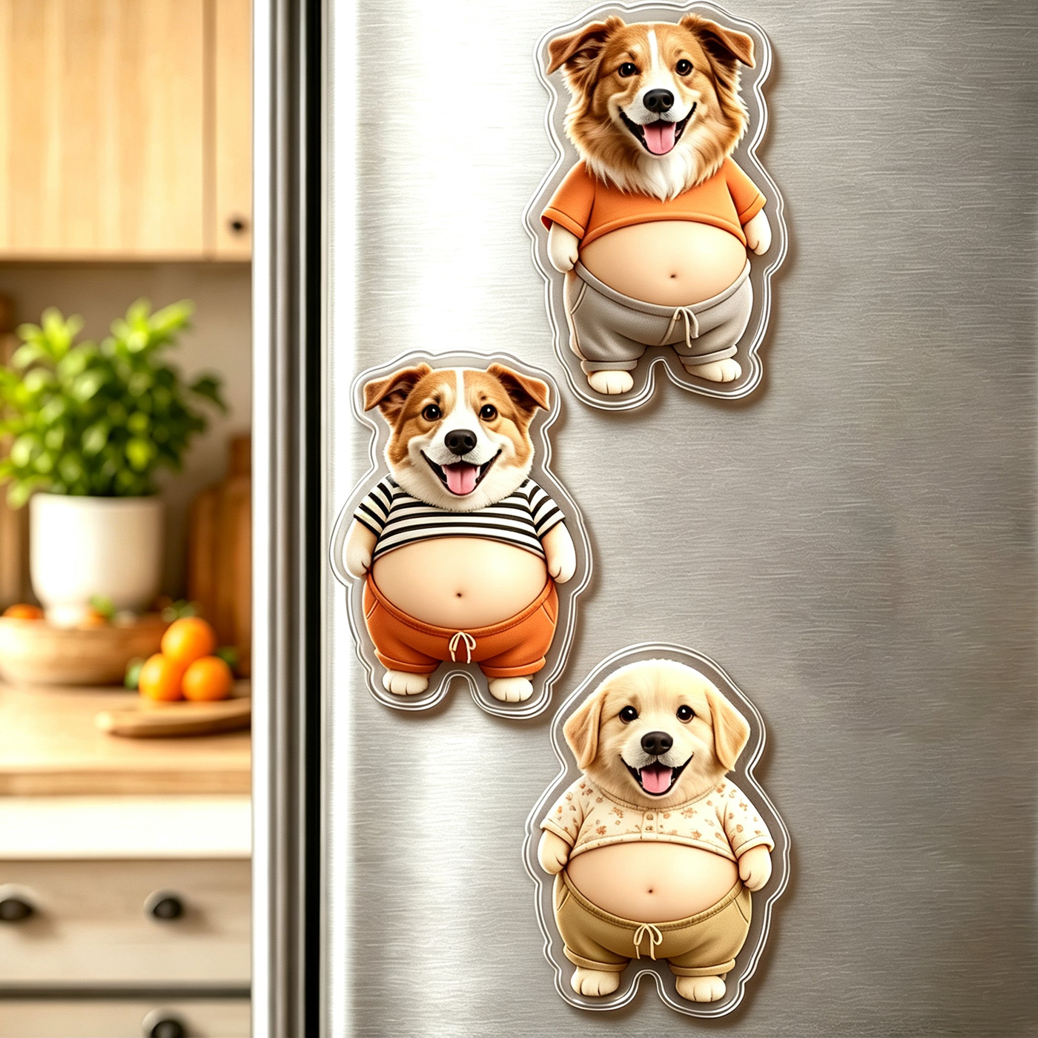 Custom Pet Cartoon Acrylic Fridge Magnet, Personalized Dog Photo Magnet,Funny Pet Portrait Keepsake Gift For Dog Mom And Dog Dad