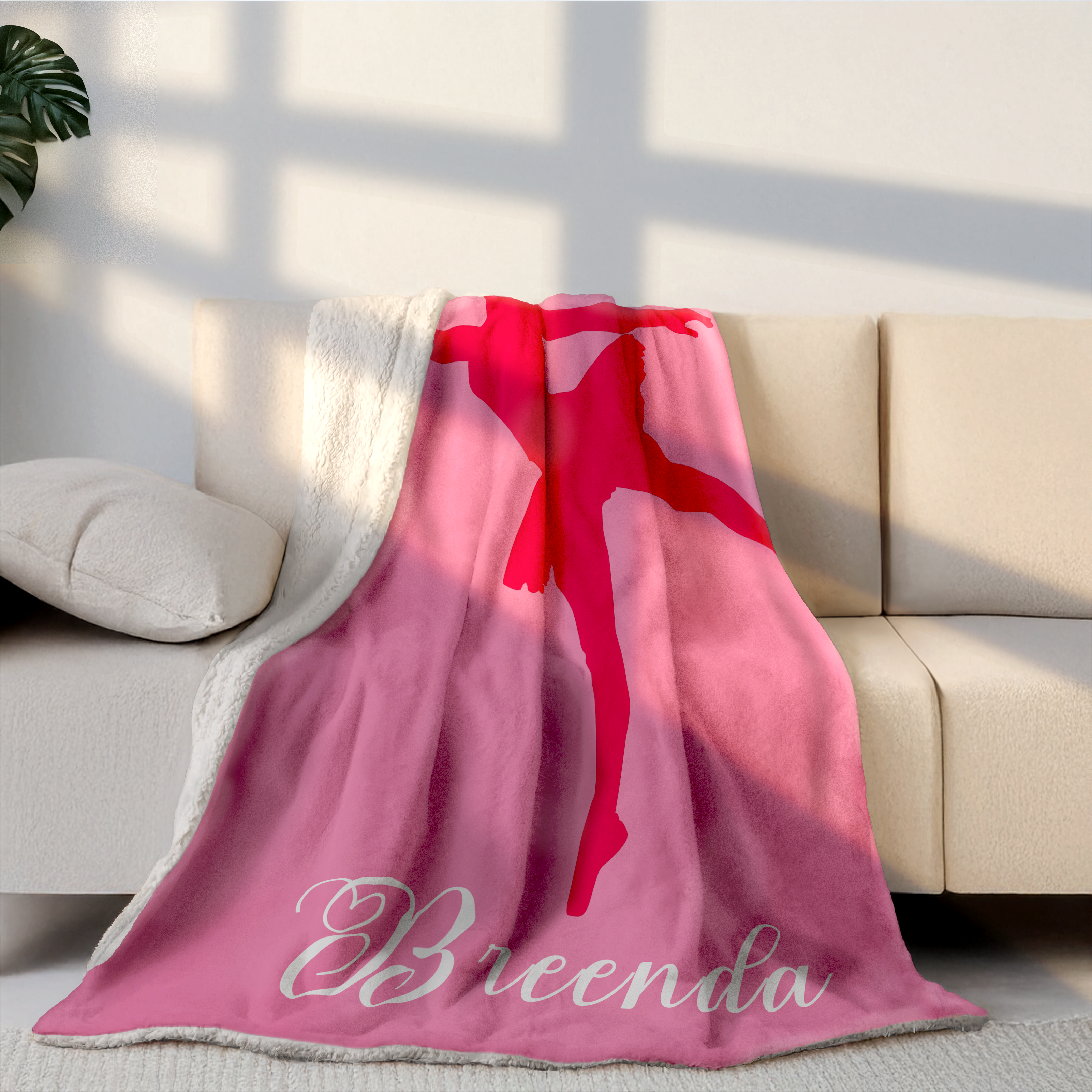Personalized Multicolor Ballet Dancing  Soft Throw Blanket with Name and Text Home Decor Birthday Gift for Dancers
