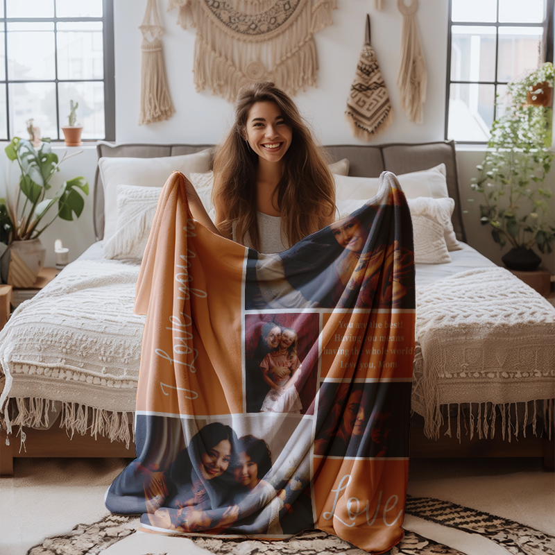 Personalized  Soft Fleece Sherpa Pet & Family Portrait Handmade Home Decor photo collage Custom Photo Blanket