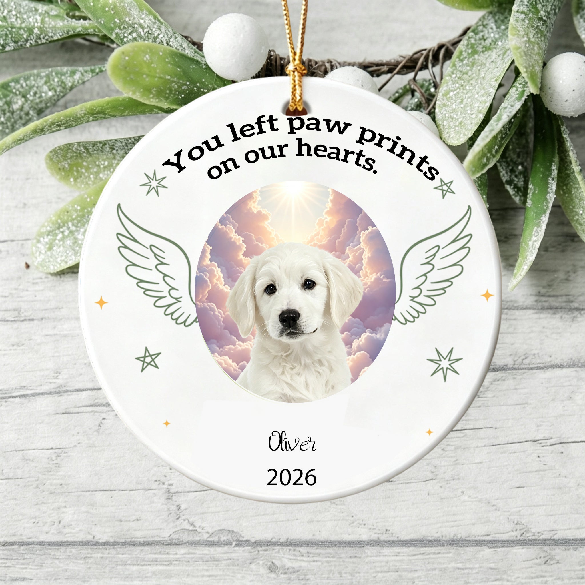 You Left Paw Prints On Our Hearts Dog Ornament For Memorieal