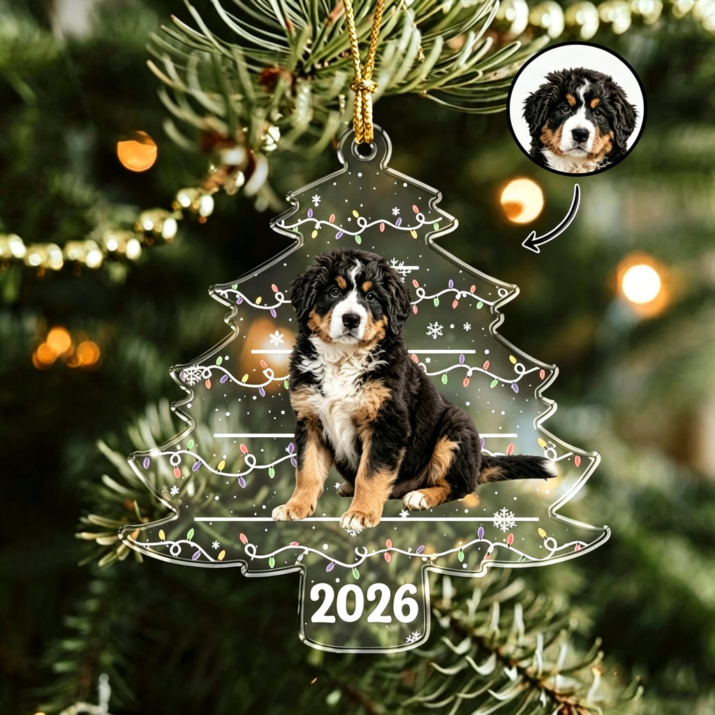 Personalized Pet Photo Christmas Tree Ornament For Dog Cat Pet Lovers