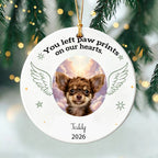 You Left Paw Prints On Our Hearts Dog Ornament For Memorieal