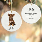 I'm So Lucky To Have Met You-Personalized Ceramic Ornament For Christmas Dog Dad,Mom,Pet Owner