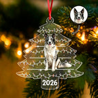 Personalized Pet Photo Christmas Tree Ornament For Dog Cat Pet Lovers