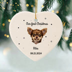 Our First Christmas Together-Personalized Pet Photo Ceramic Ornament for Dog Cat Lovers