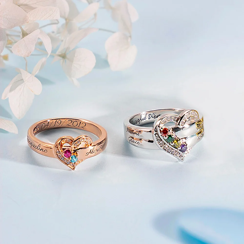 Personalized Zircon Birthstone Ring Jewelry Birthday Mother's Day，Valentine's Day Gift for Women