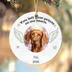 You Left Paw Prints On Our Hearts Dog Ornament For Memorieal