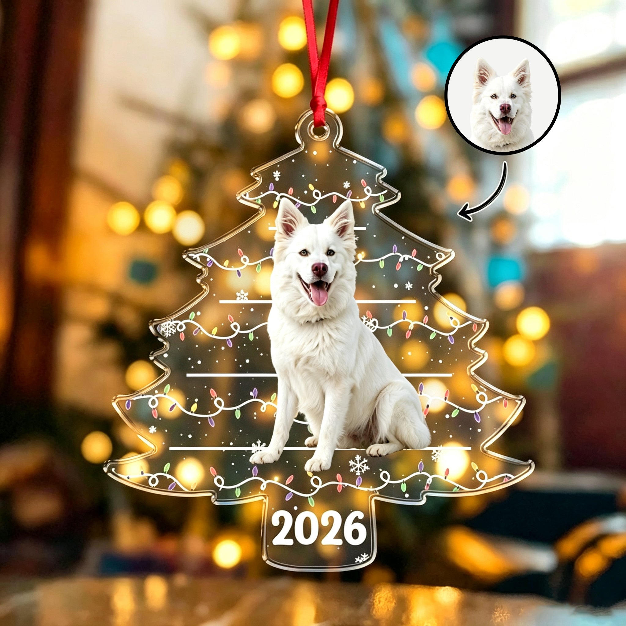 Personalized Pet Photo Christmas Tree Ornament For Dog Cat Pet Lovers