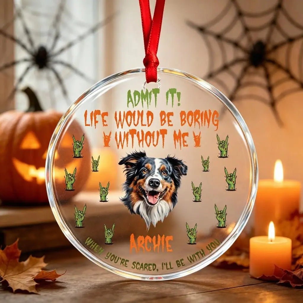 Custom Dog Cat Halloween Ornament,Personalized Pet Photo Ornament Gift for Dog Moms,Pet Lovers
