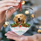 Personalized Pet First Christmas Ornament-Custom Dog Cat Photo Heart Ornament For Dog Mom,Dog Dad,Pet Lovers