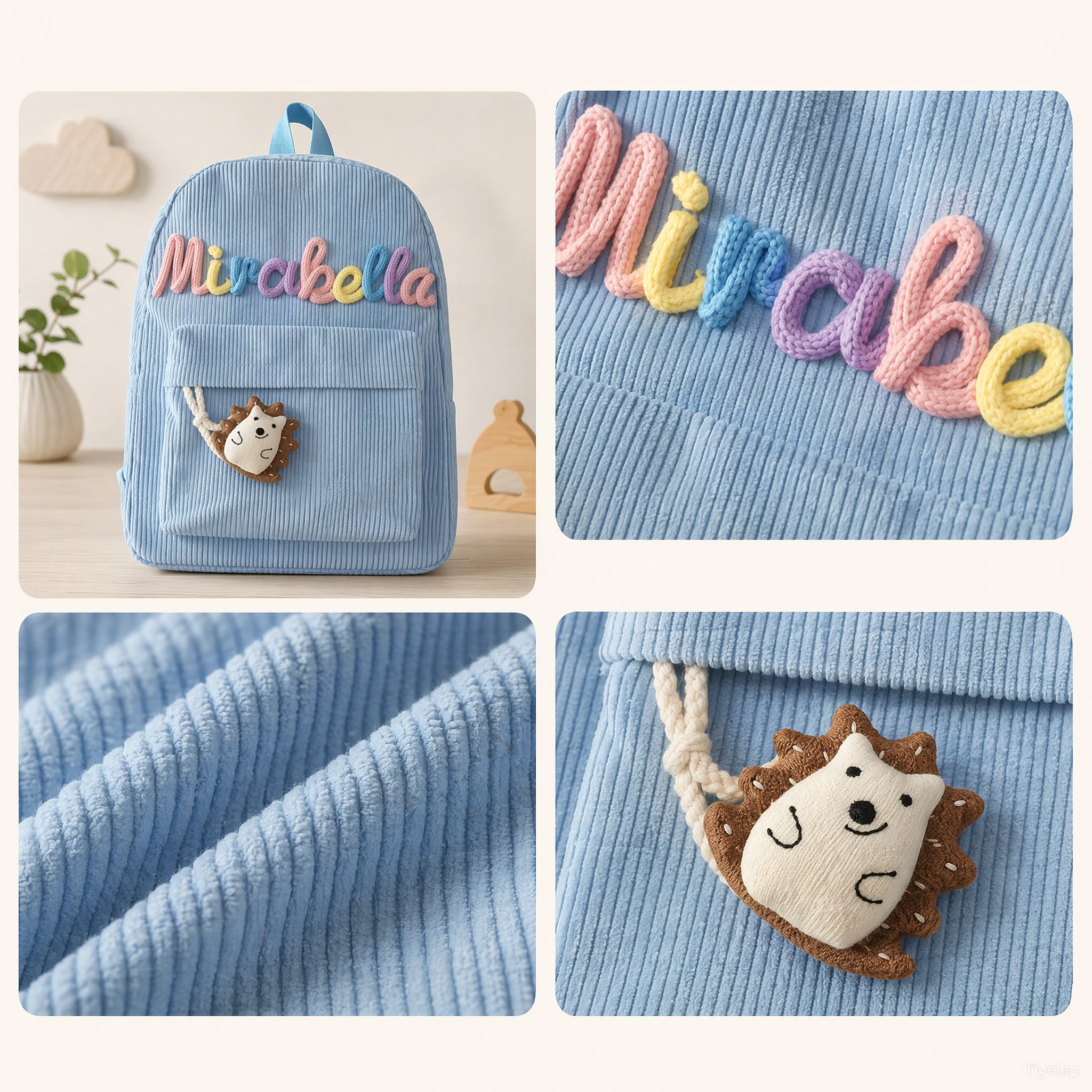 Back To School-Personalized Name Corduroy Monogram Book BackBag for Toddlers and Kids