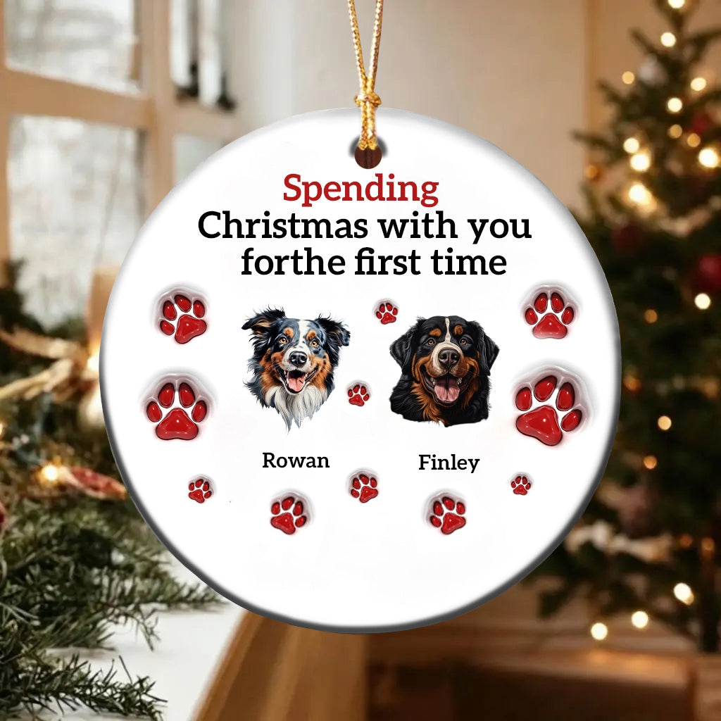 Personalized Pet Christmas Ceramic 3D Effect Ornament With Name