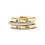 Bague Zircon Personnalisée Pierre de Naissance Bijoux Cadeau d'Anniversaire Fête des Mères pour Femme