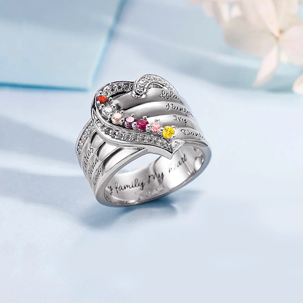 Personalized Zircon Birthstone Ring Jewelry Birthday Mother's Day，Valentine's Day Gift for Women