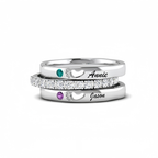 Bague Zircon Personnalisée Pierre de Naissance Bijoux Cadeau d'Anniversaire Fête des Mères pour Femme