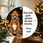 You Left Paw Prints on Our Hearts-Personalized Pet Memorial Halloween Chritmas Ornament For Pet Dad,Mom,Lovers