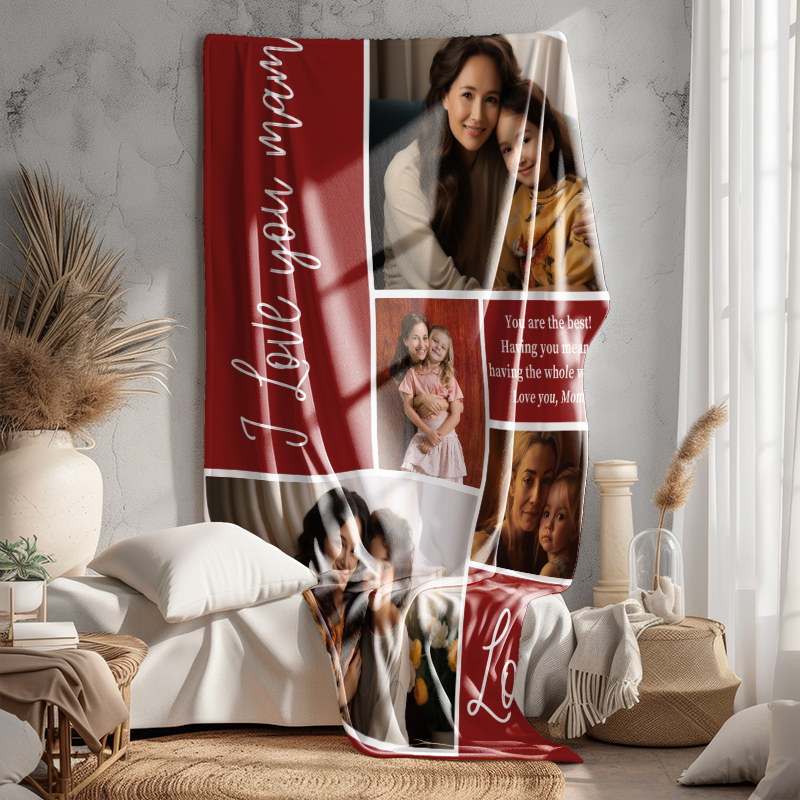 Personalized  Soft Fleece Sherpa Pet & Family Portrait Handmade Home Decor photo collage Custom Photo Blanket