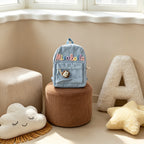 Rentré scolaire-Sac à dos monogramme personnalisé en velours côtelé pour tout-petits et enfants