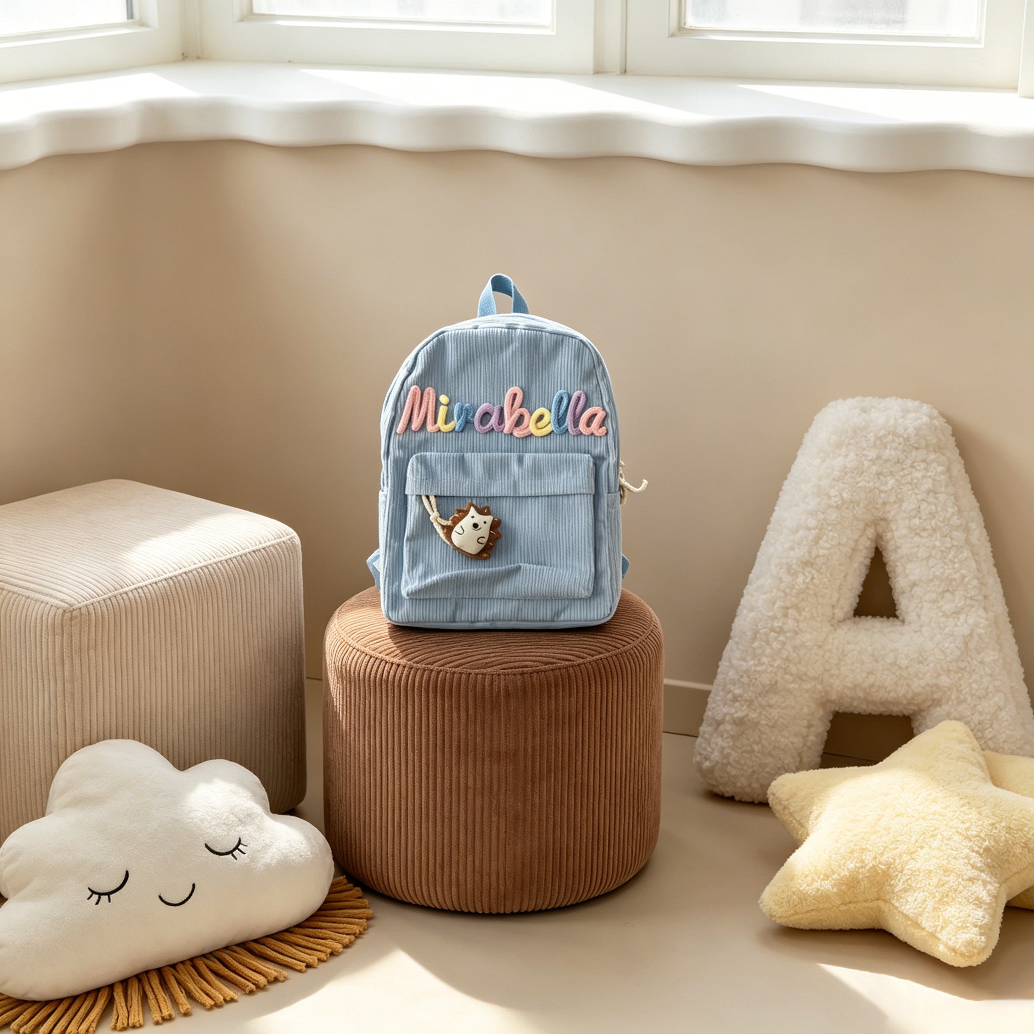 Back To School-Personalized Name Corduroy Monogram Book BackBag for Toddlers and Kids