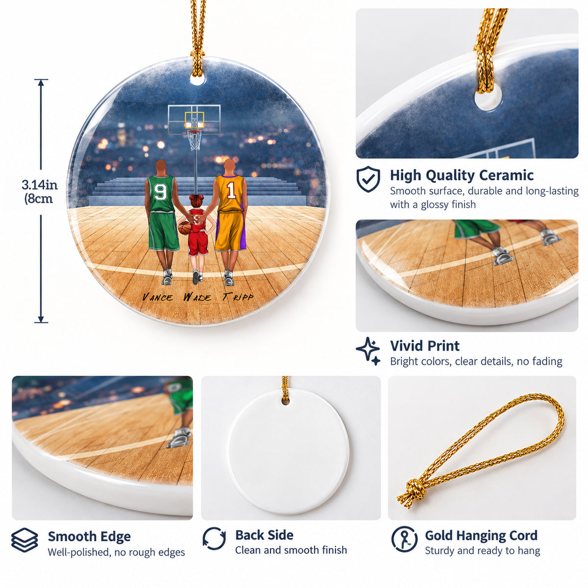 Personalized Christmas Ornament for Basketball Families - Family Basketball Gift