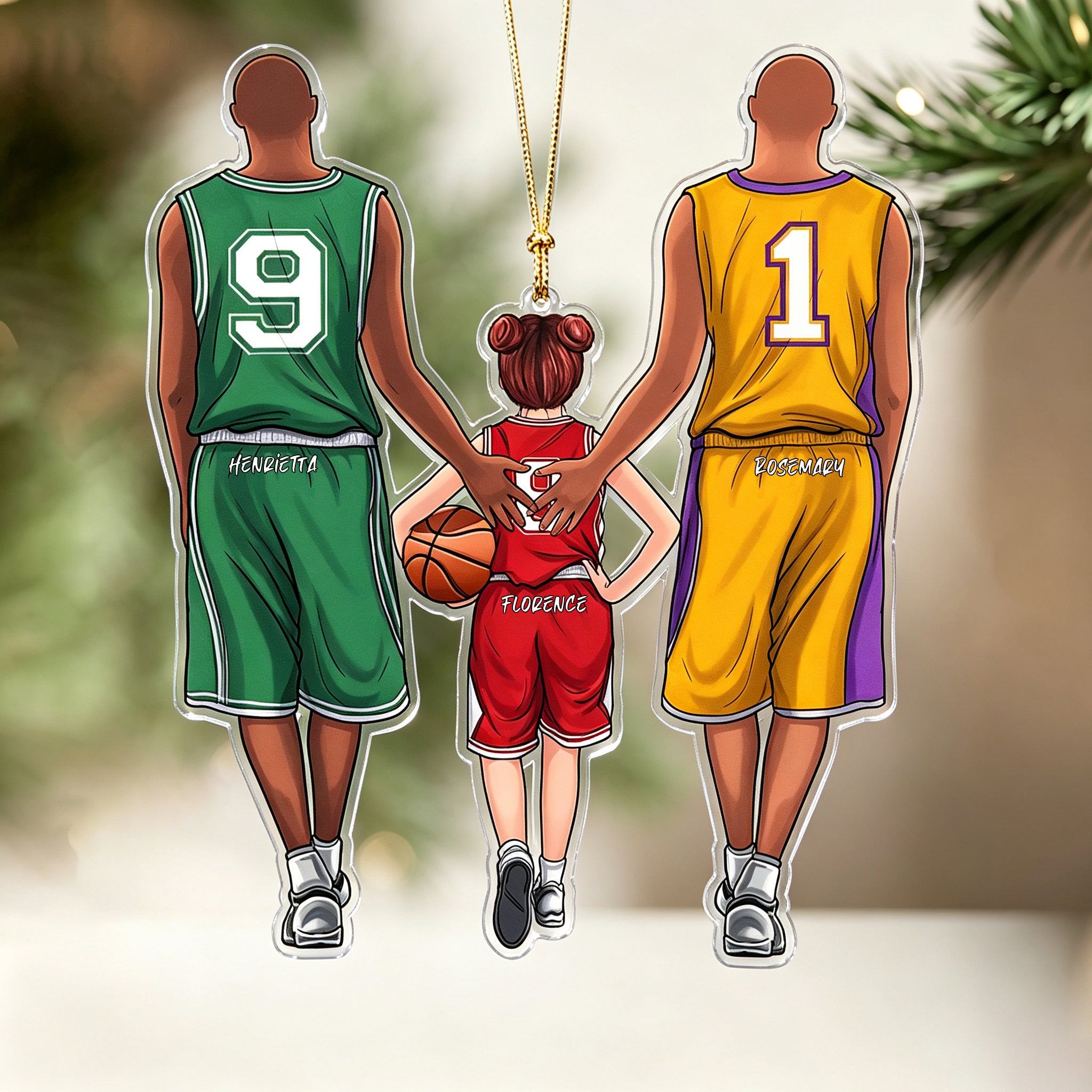 Personalized Christmas Acrylic Ornament - Basketball Family Gift - Always on the Same Team
