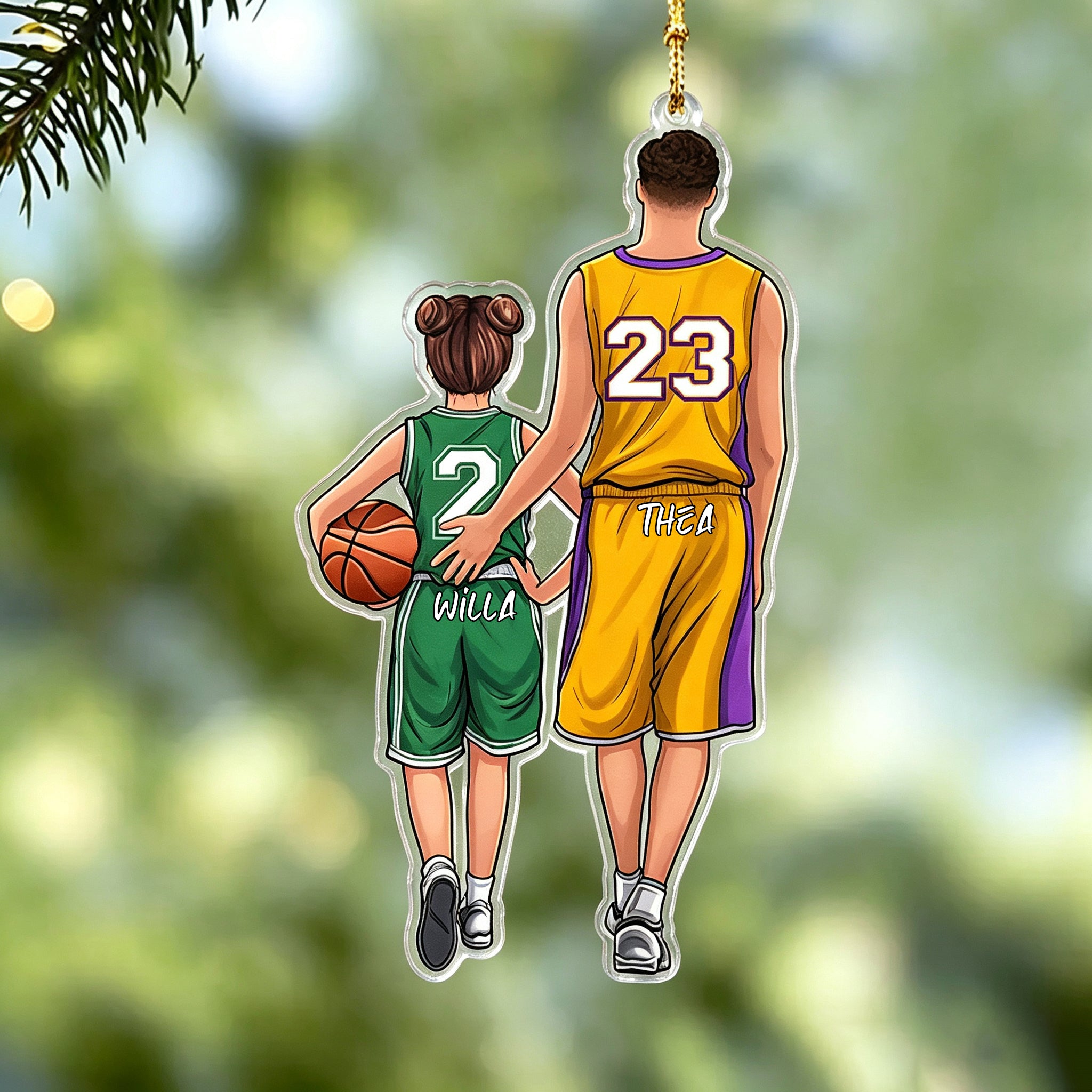 Personalized Christmas Acrylic Ornament - Basketball Family Gift - Always on the Same Team