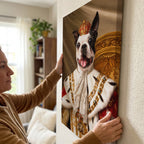 Custom Royal King Pet Portrait Canvas, Personalized Dog Renaissance Royal Robe Unframed Canvas Wall Art, Pet Lover Gift