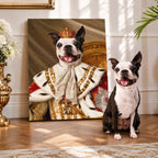 Custom Royal King Pet Portrait Canvas, Personalized Dog Renaissance Royal Robe Unframed Canvas Wall Art, Pet Lover Gift
