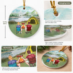 Custom Camping Couple Christmas Ornament, Personalized Names Mountain Camping Ceramic Keepsake For Couple