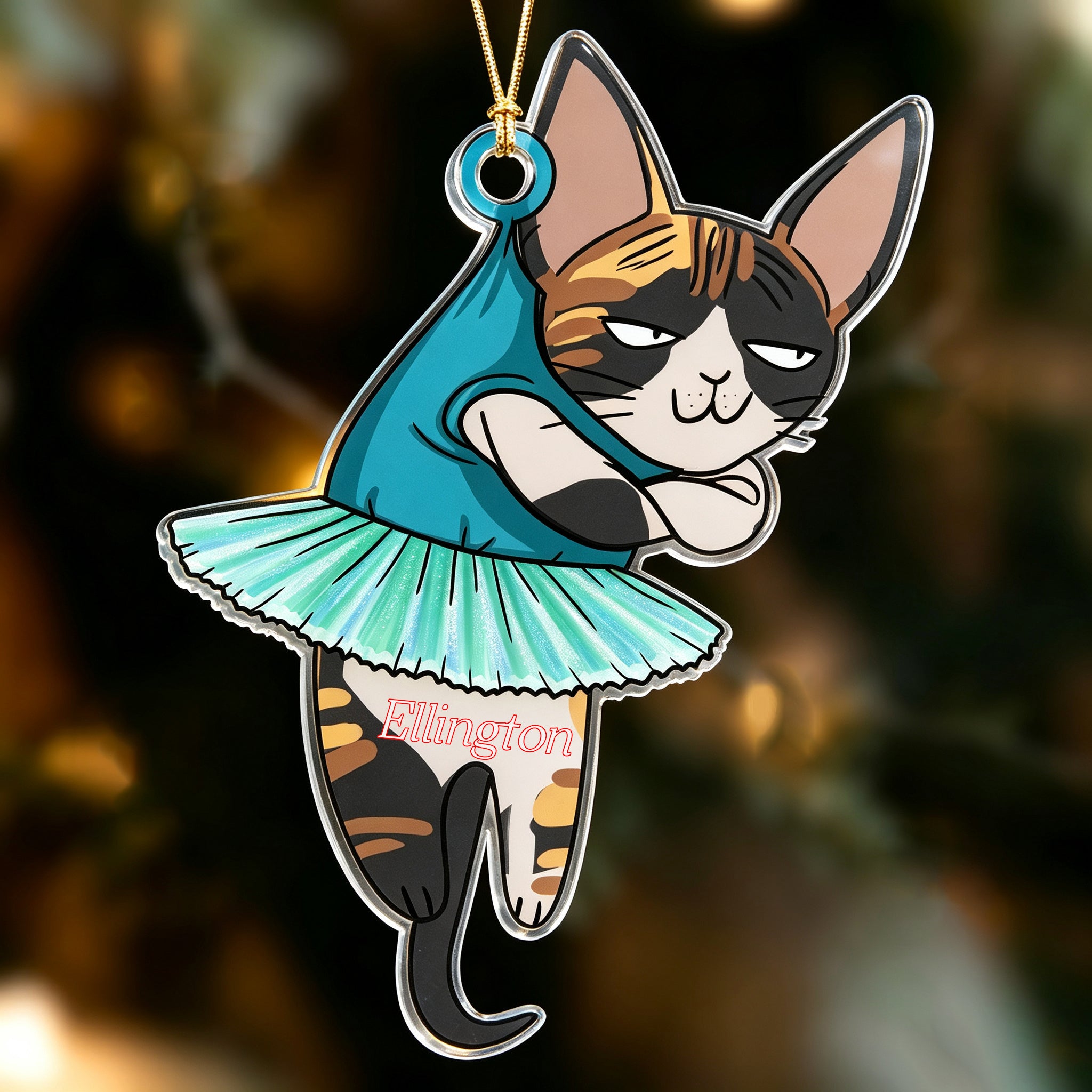 Personalized Hanging Cat Cutout Acrylic Ornament - Have Yourself A Meowy Little Christmas
