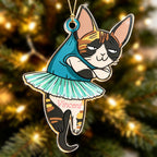 Personalized Hanging Cat Cutout Acrylic Ornament - Have Yourself A Meowy Little Christmas