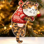 Personalized Hanging Cat Cutout Acrylic Ornament - Have Yourself A Meowy Little Christmas