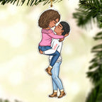 Personalized Couple Christmas Ornament – Winter Hugging Pose Acrylic Gift for couple