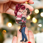 Personalized Couple Christmas Ornament – Winter Hugging Pose Acrylic Gift for couple