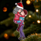 Personalized Couple Christmas Ornament – Winter Hugging Pose Acrylic Gift for couple