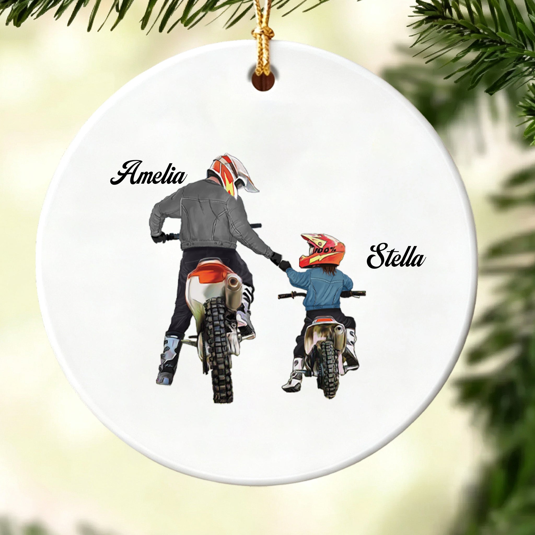 Personalized Dirt Bikes ornament for children and dad, Dirt Bikes Christmas ornament