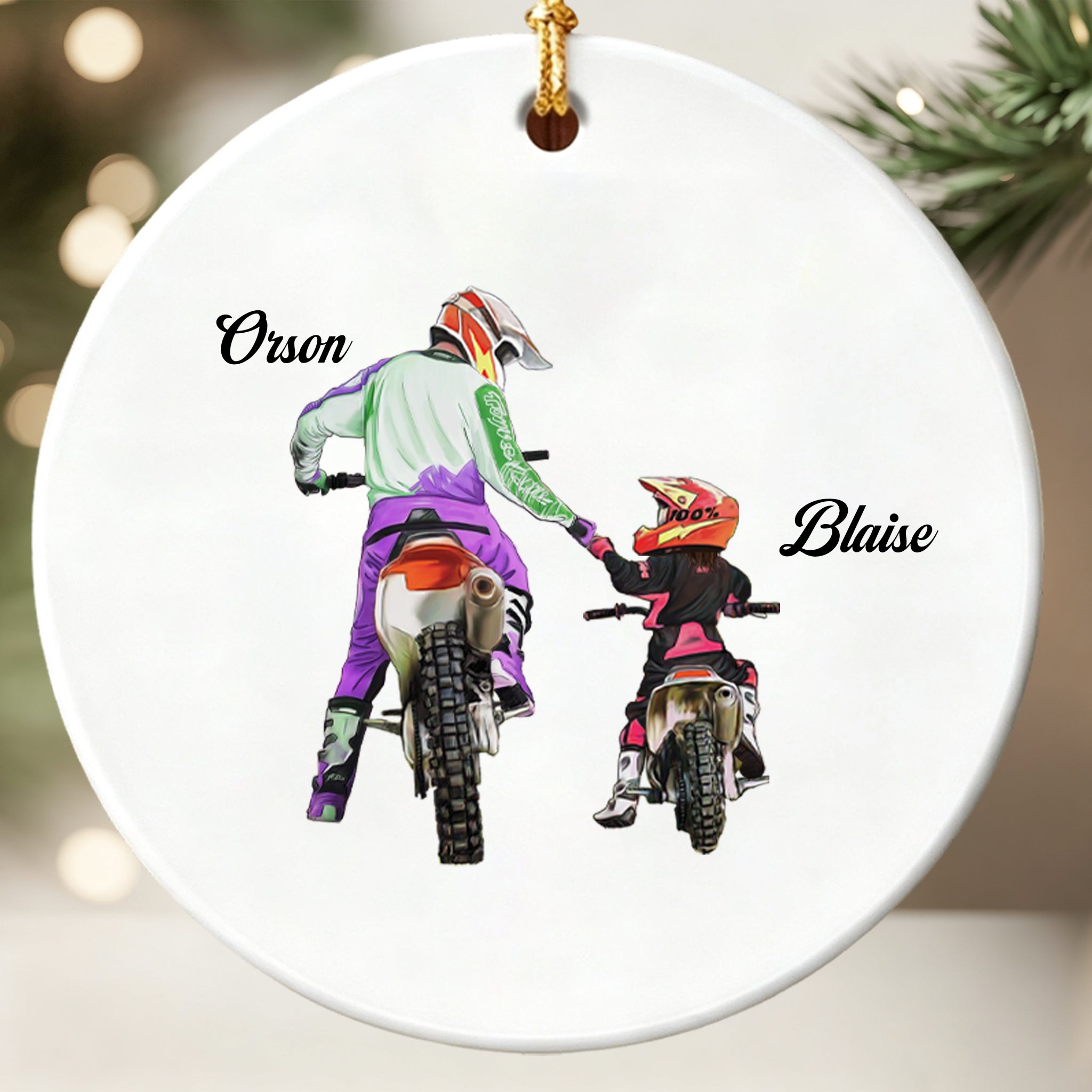 Personalized Dirt Bikes ornament for children and dad, Dirt Bikes Christmas ornament