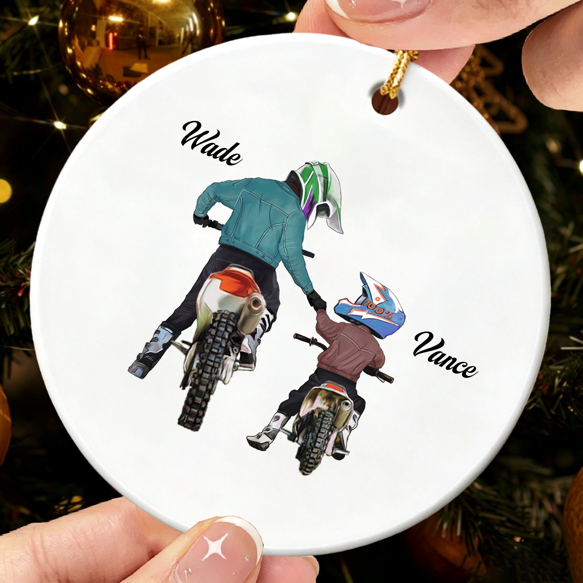 Personalized Dirt Bikes ornament for children and dad, Dirt Bikes Christmas ornament