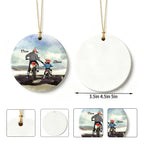 Personalized Dad And Kid Watercolour Motocross Racer Ornament, Custom Name Dirt Biker Christmas Ornament