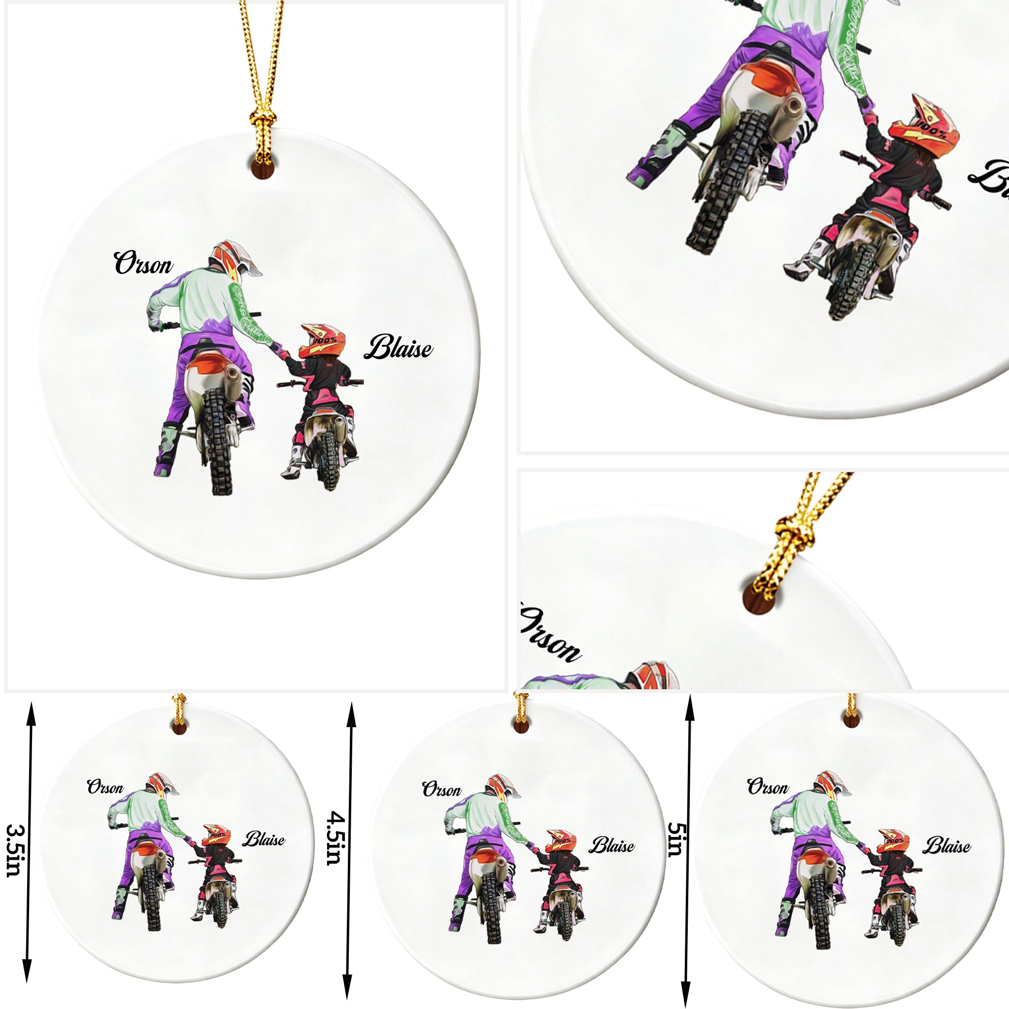Personalized Dirt Bikes ornament for children and dad, Dirt Bikes Christmas ornament